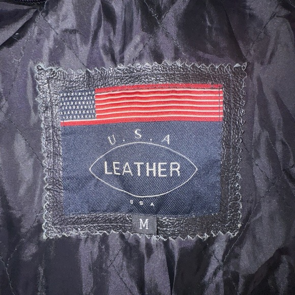 Men's Medium Black Soft Leather 4‎ Button Jacket Coat Matrix Grunge Metal Y2K - Picture 8 of 9